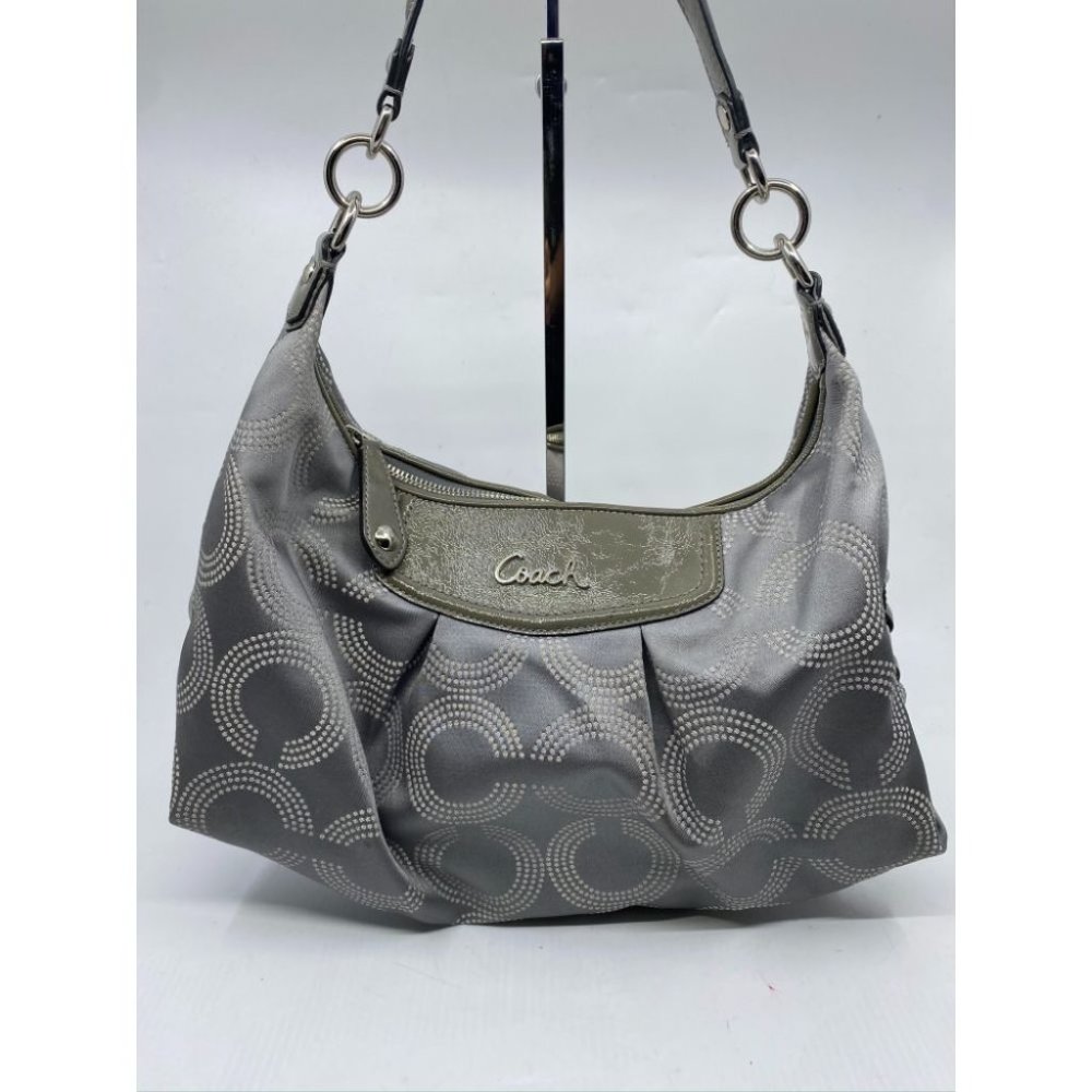 COACH Medium/Large Jacquard Fabric Gray Tote Bag_12